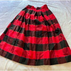 Jaff By Carol Anderson Women Plaid Pleated Midi Skirt Size -5-6 Red Black Cotton